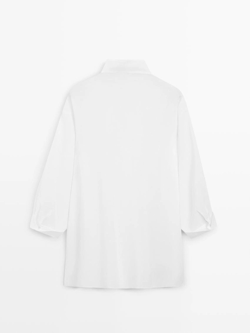 Рубашка из льняной ткани с отстегивающимся воротником