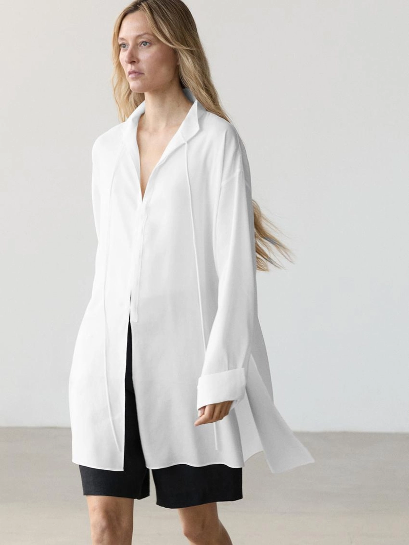 Рубашка из льняной ткани с отстегивающимся воротником