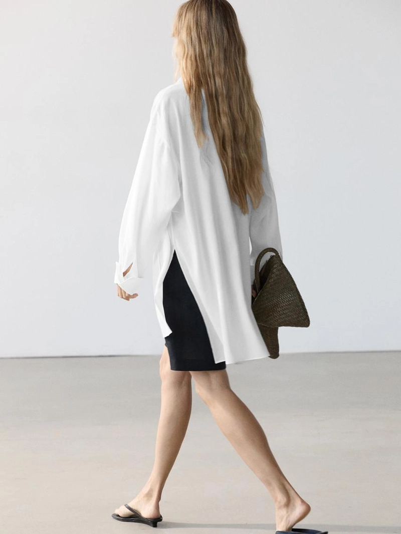 Рубашка из льняной ткани с отстегивающимся воротником