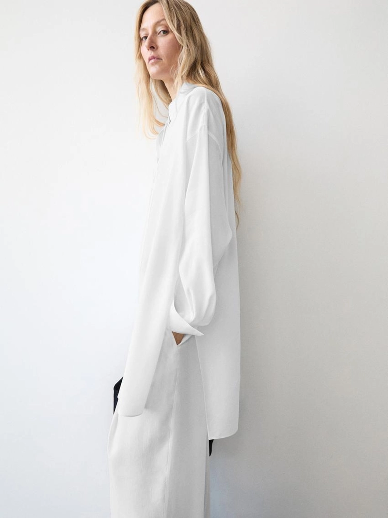 Рубашка из льняной ткани с отстегивающимся воротником