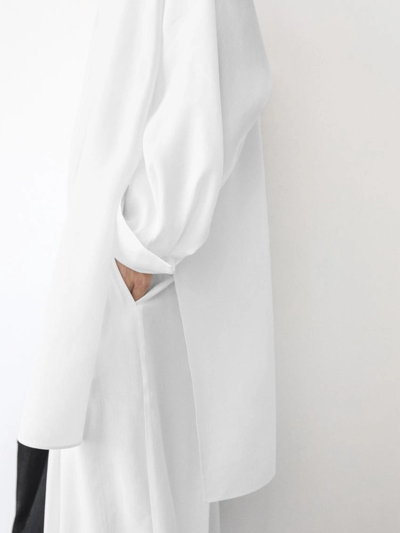 Рубашка из льняной ткани с отстегивающимся воротником