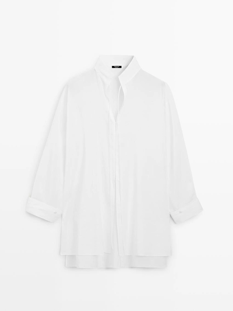 Рубашка из льняной ткани с отстегивающимся воротником