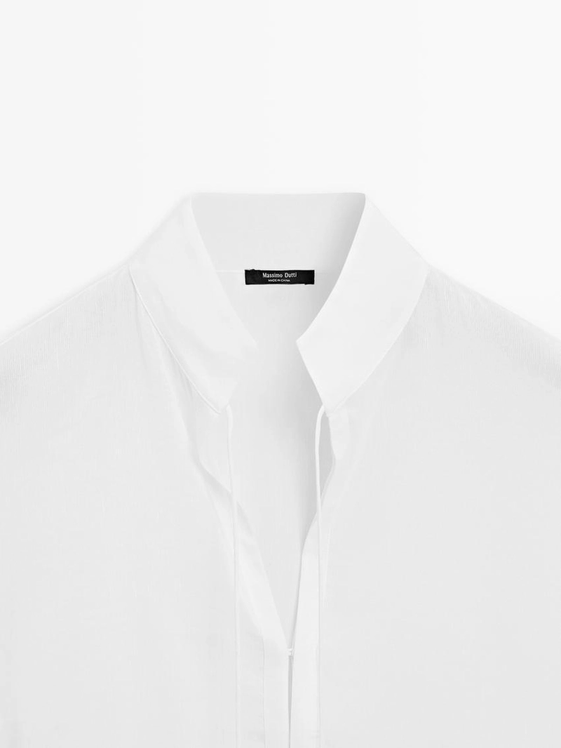 Рубашка из льняной ткани с отстегивающимся воротником