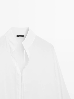 Рубашка из льняной ткани с отстегивающимся воротником- Заказать в России