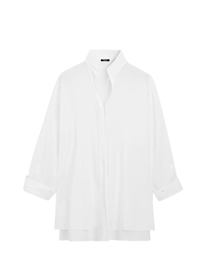 Рубашка из льняной ткани с отстегивающимся воротником