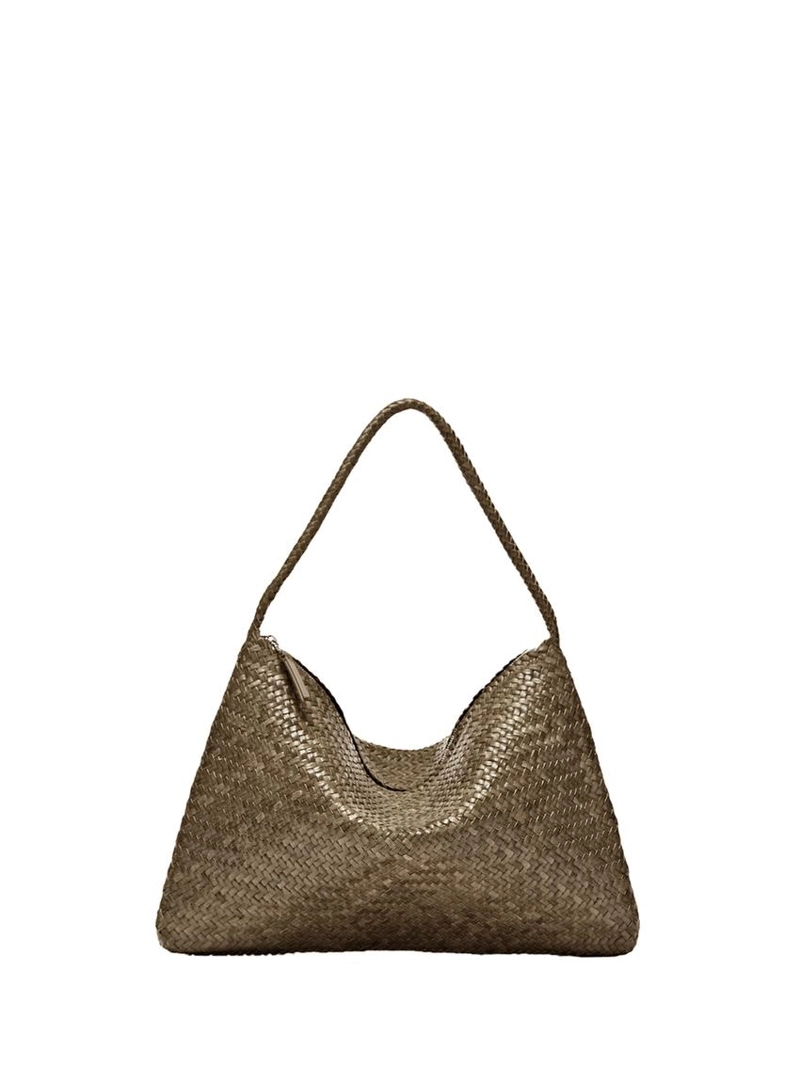 Средняя плетеная кожаная сумка через плечо