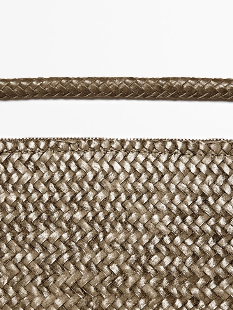 Средняя плетеная кожаная сумка через плечо