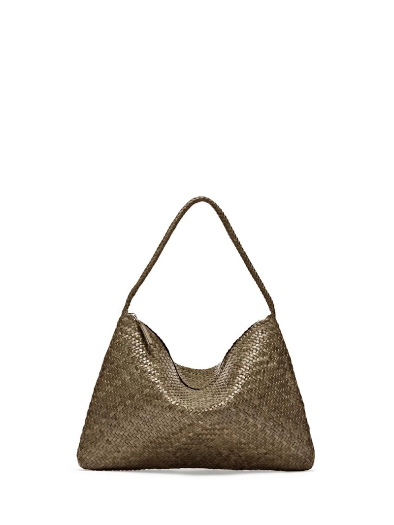 Средняя плетеная кожаная сумка через плечо