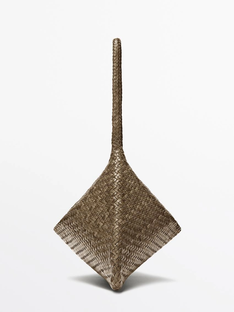 Средняя плетеная кожаная сумка через плечо