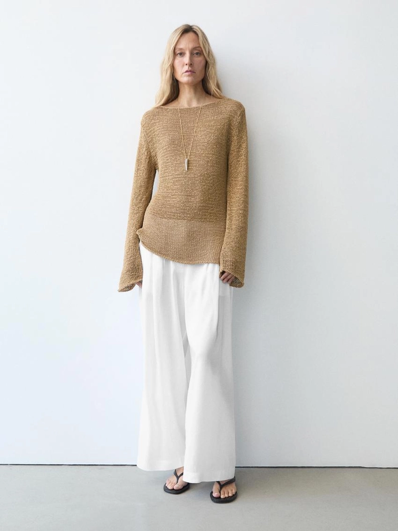 Брюки из льняной смеси со свободным кроем