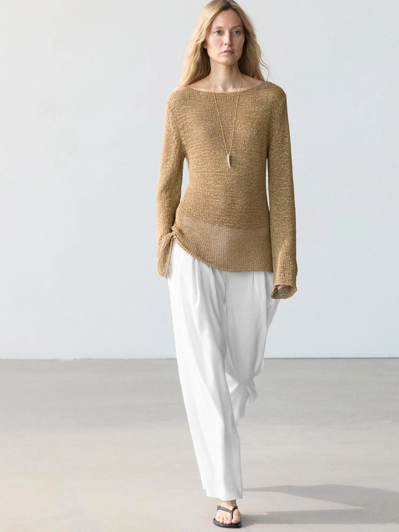 Брюки из льняной смеси со свободным кроем