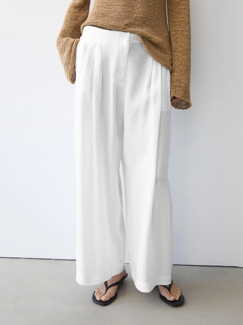 Брюки из льняной смеси со свободным кроем