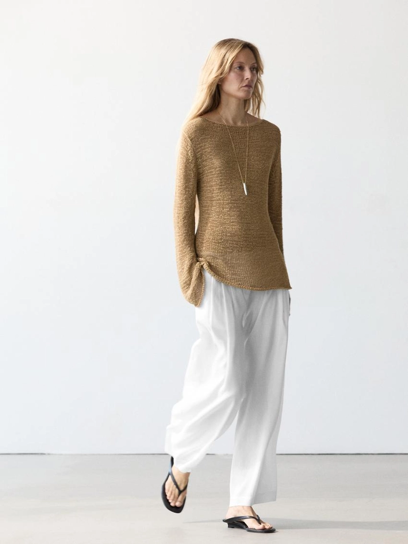 Брюки из льняной смеси со свободным кроем