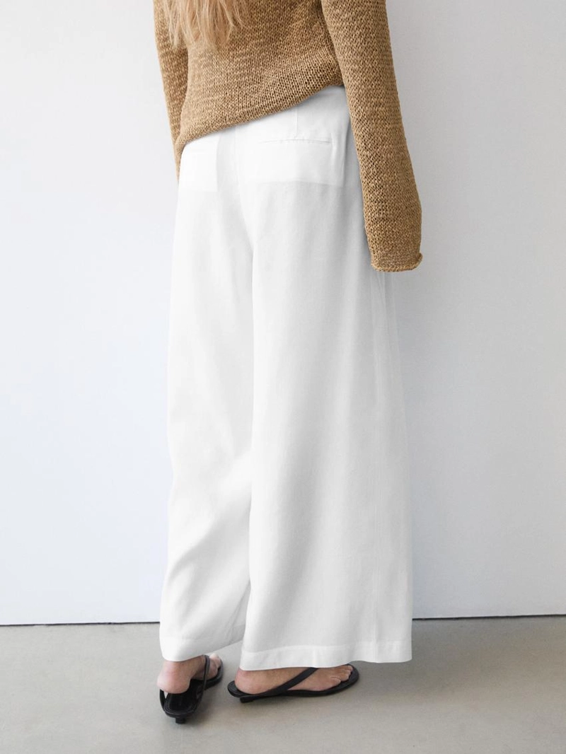 Брюки из льняной смеси со свободным кроем