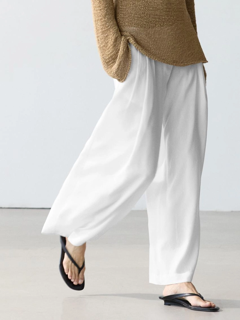 Брюки из льняной смеси со свободным кроем