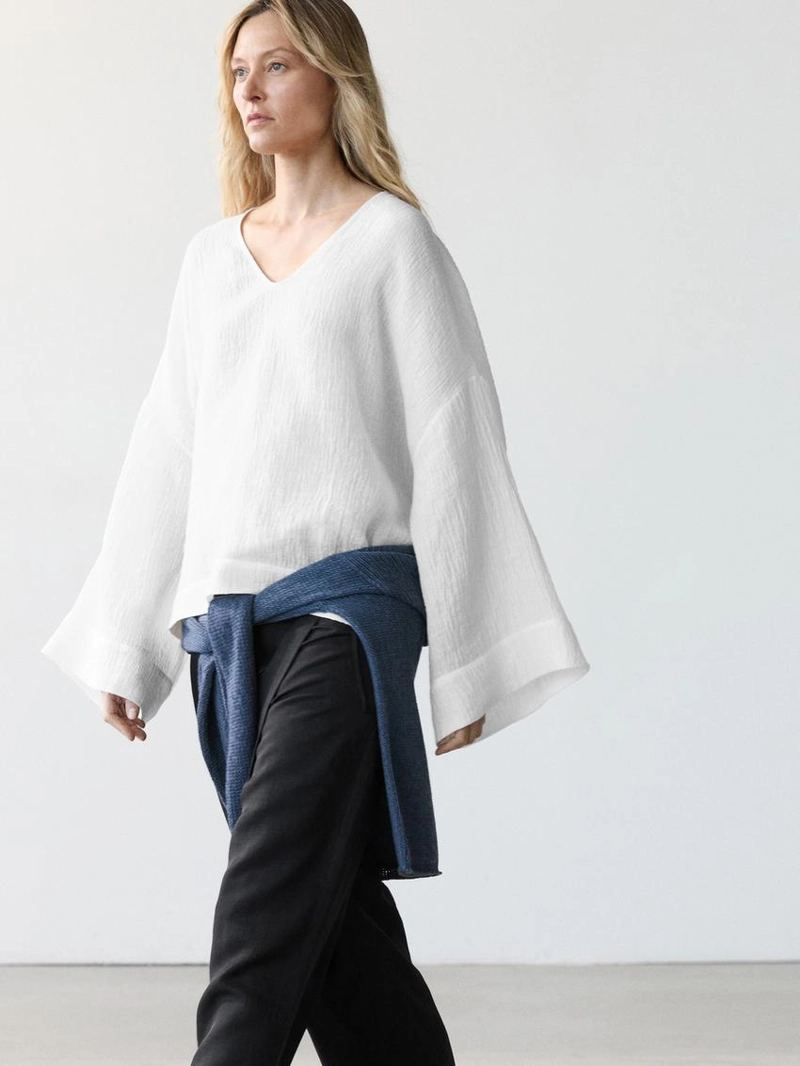 Блузка из 100% льна с плавным падением