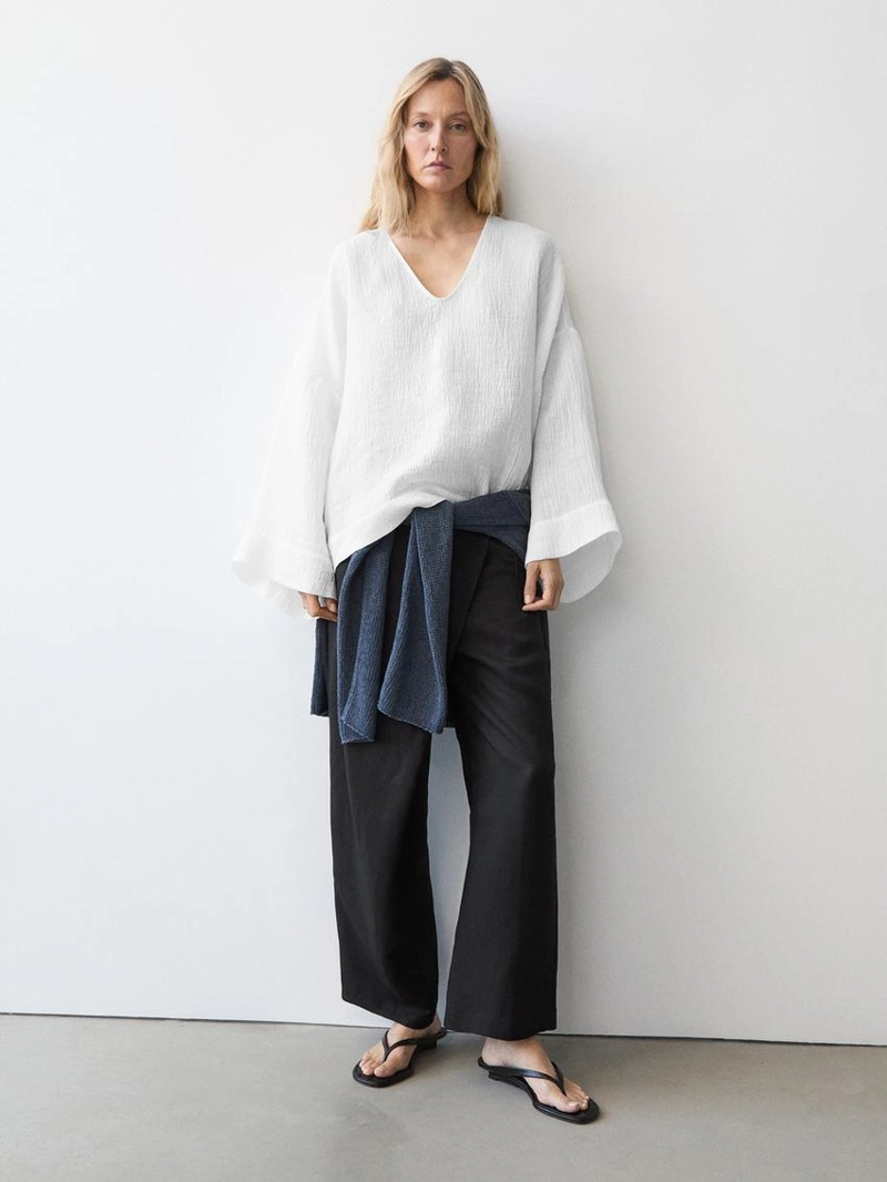 Блузка из 100% льна с плавным падением