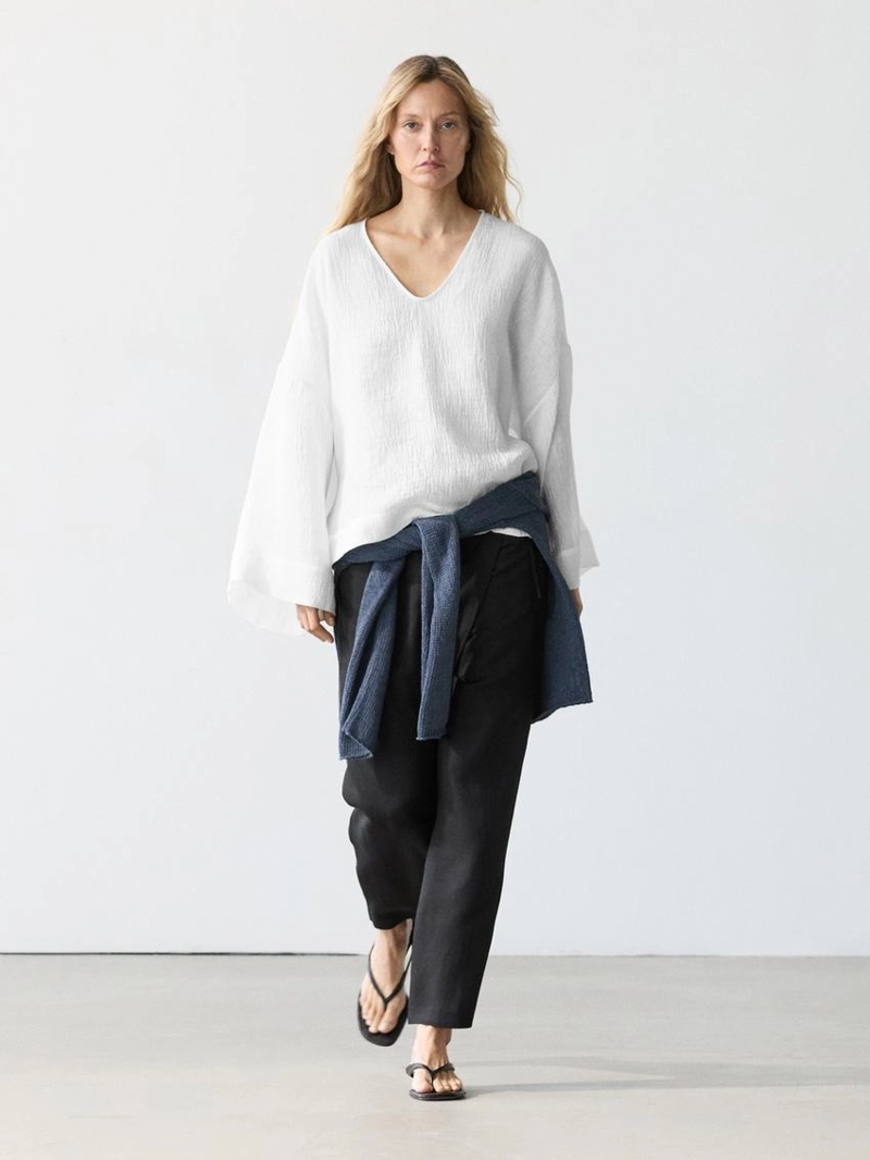 Блузка из 100% льна с плавным падением