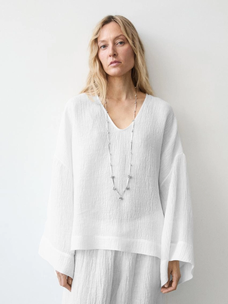 Блузка из 100% льна с плавным падением