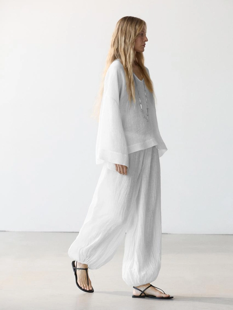 Блузка из 100% льна с плавным падением