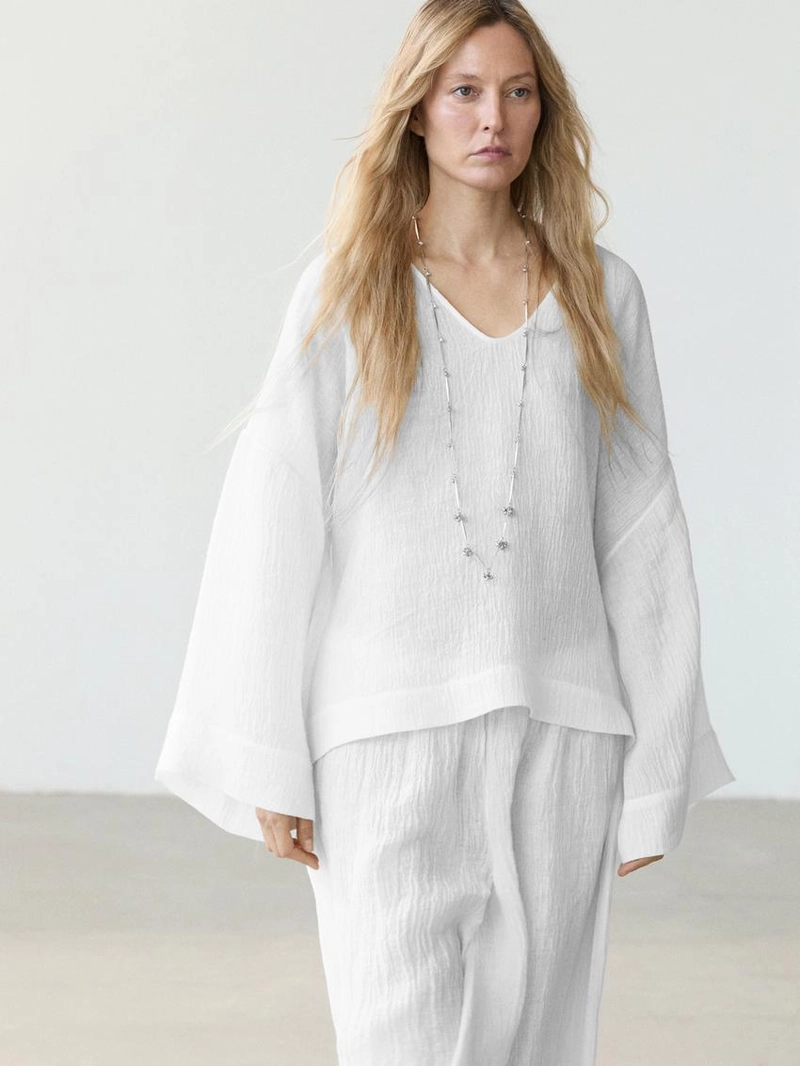 Блузка из 100% льна с плавным падением