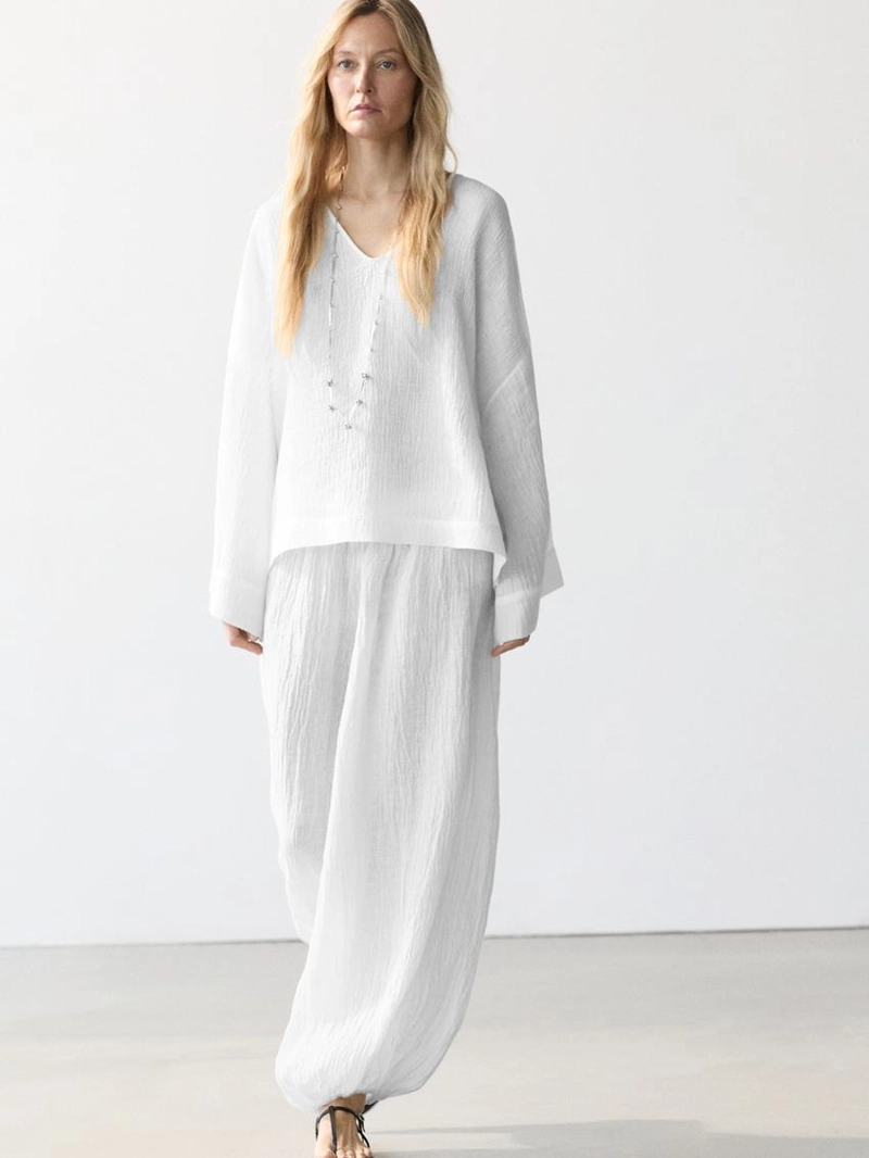 Блузка из 100% льна с плавным падением