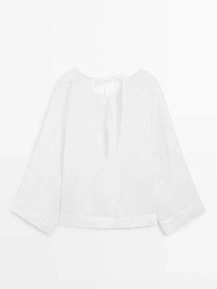 Блузка из 100% льна с плавным падением- Заказать в России