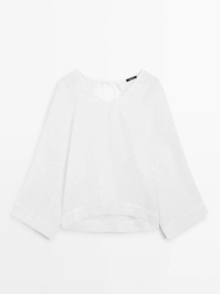 Блузка из 100% льна с плавным падением- Заказать в России