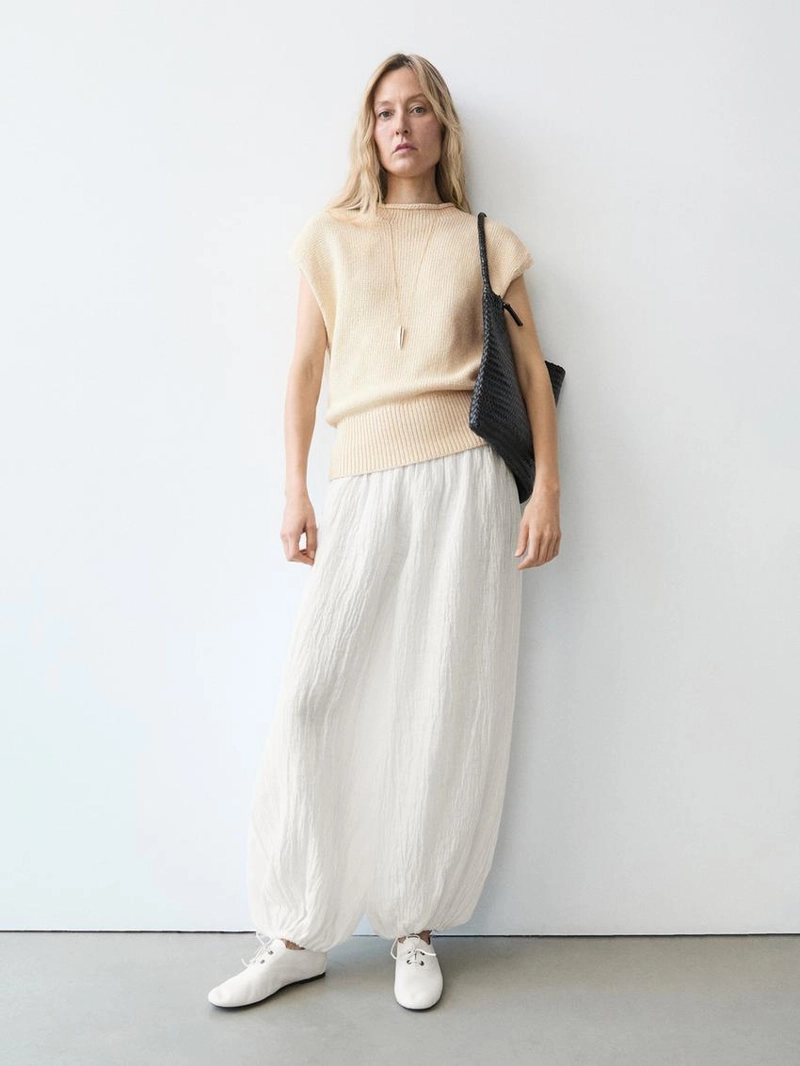 Льняные брюки саруэль