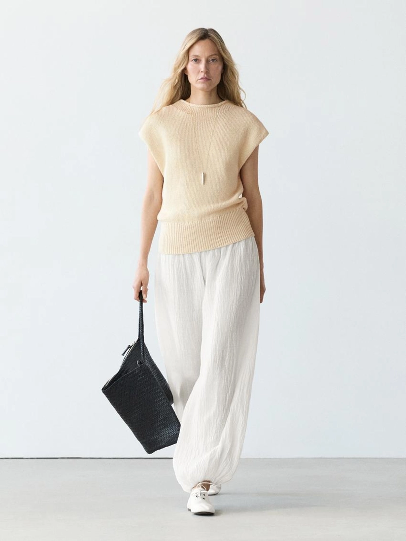 Льняные брюки саруэль