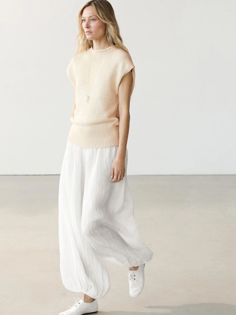 Льняные брюки саруэль