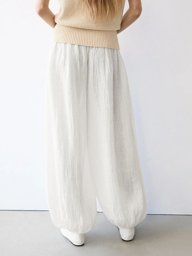 Льняные брюки саруэль