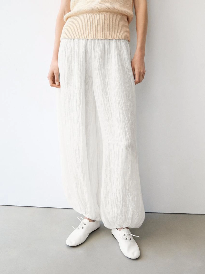 Льняные брюки саруэль