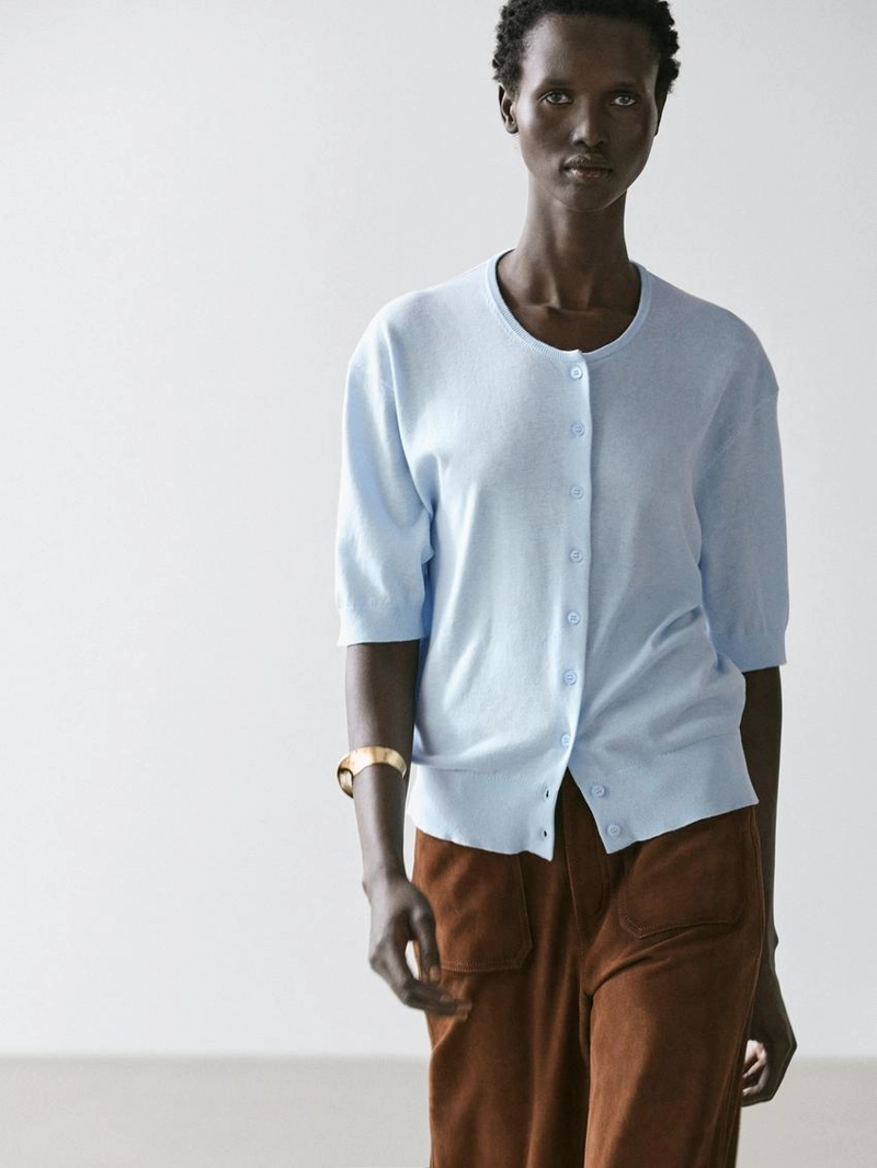 Кардиган с коротким рукавом из вязаного полотна