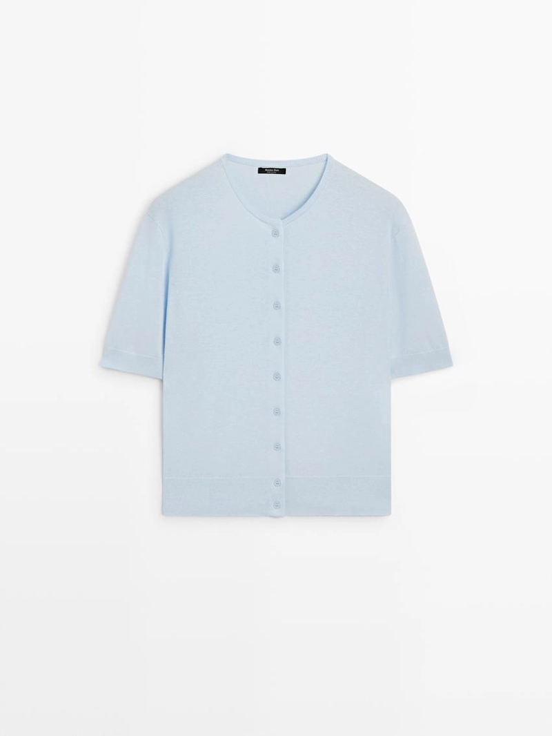 Кардиган с коротким рукавом из вязаного полотна