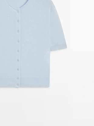 Кардиган с коротким рукавом из вязаного полотна- Заказать в России