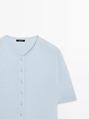 Кардиган с коротким рукавом из вязаного полотна- Заказать в России