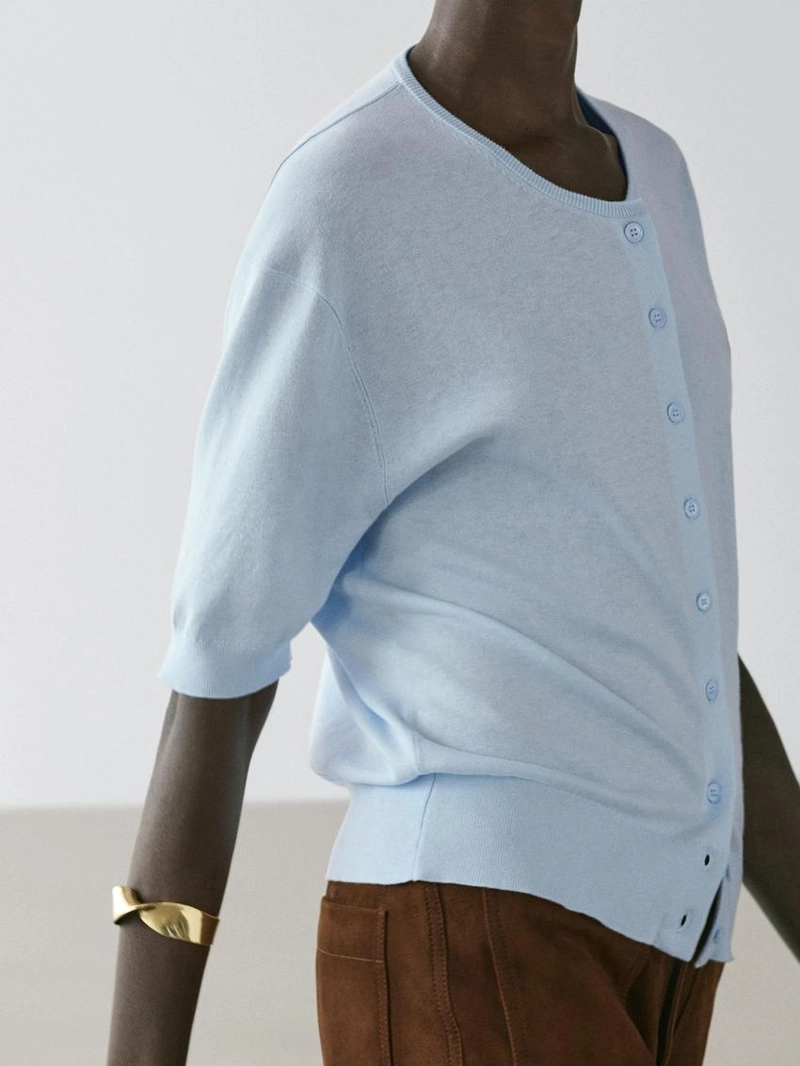 Кардиган с коротким рукавом из вязаного полотна