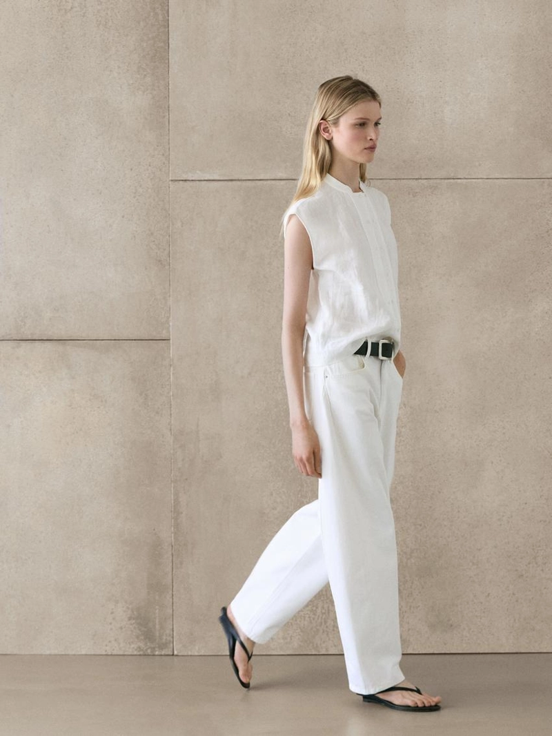 Рубашка из 100% льна с пуговицами