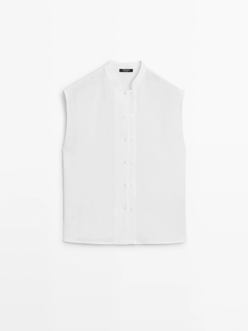 Рубашка из 100% льна с пуговицами