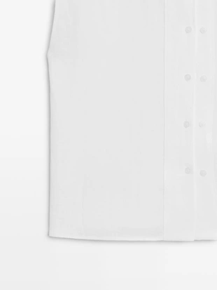 Рубашка из 100% льна с пуговицами- Заказать в России