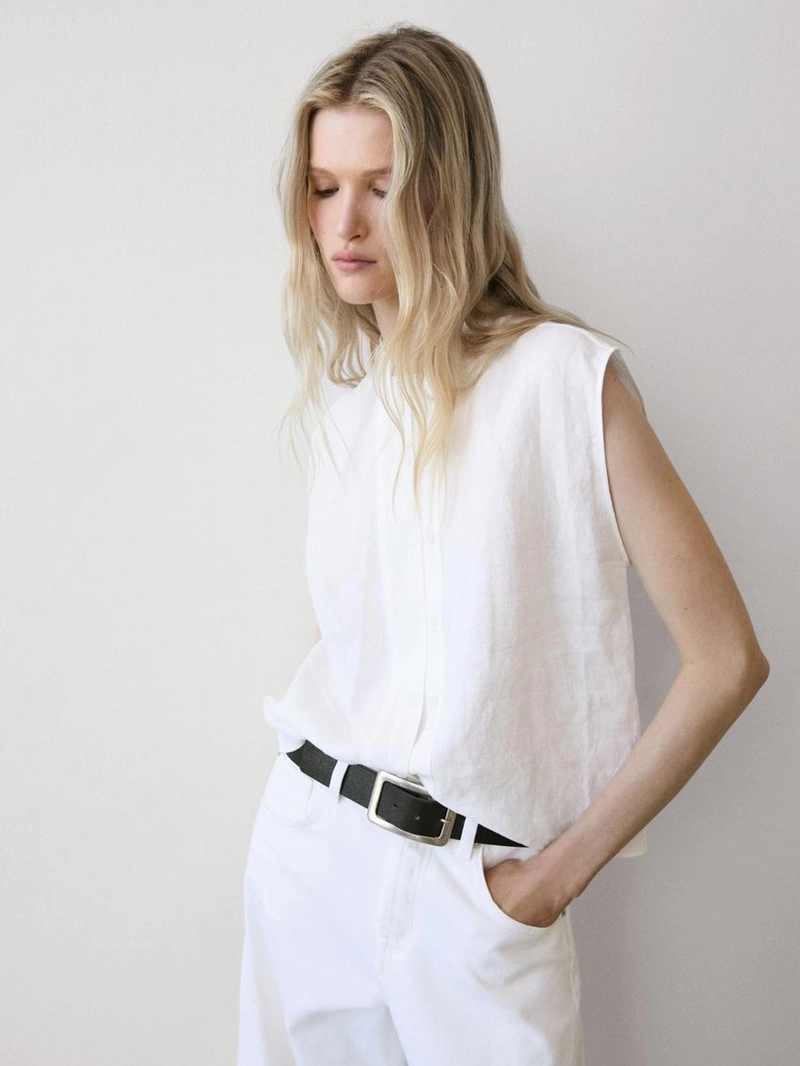 Рубашка из 100% льна с пуговицами