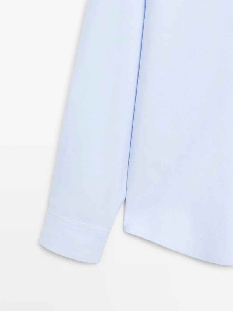 Рубашка из хлопково-шелковой смеси с карманом