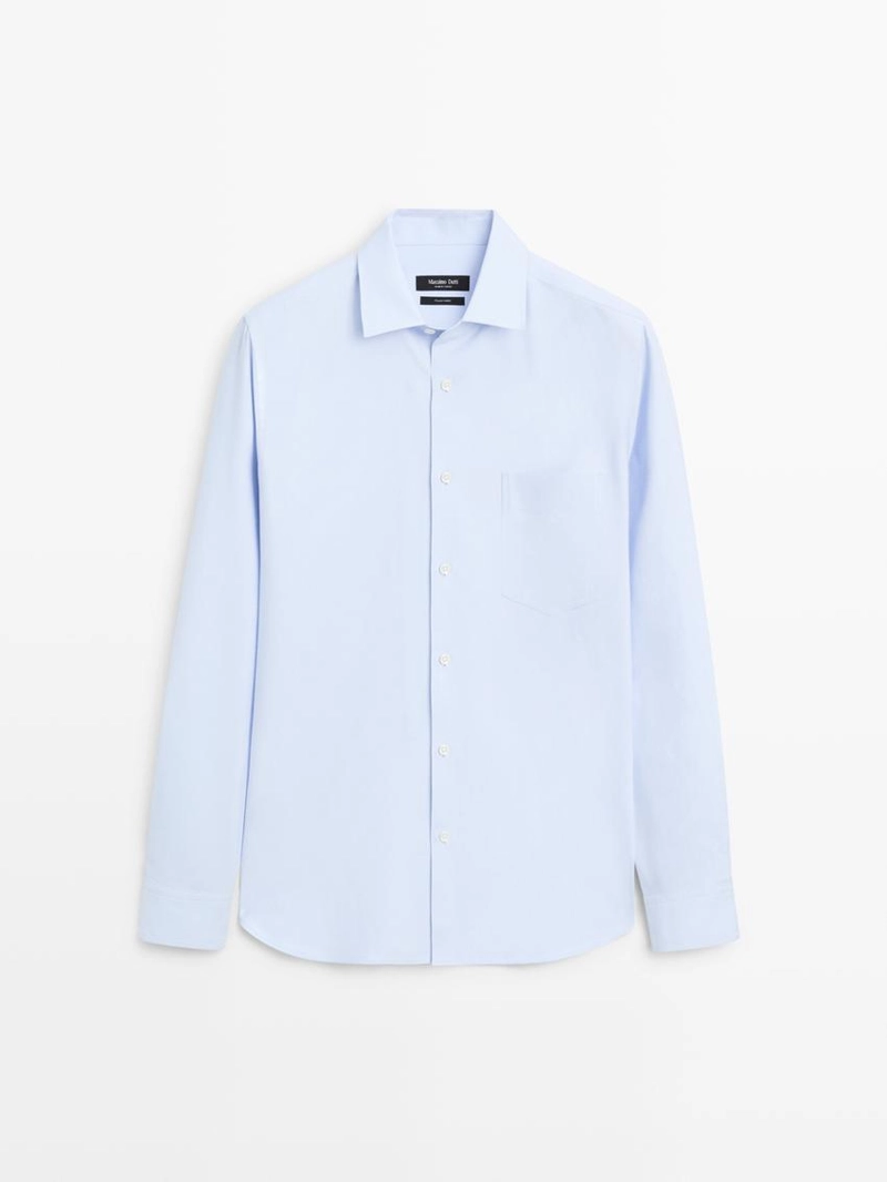 Рубашка из хлопково-шелковой смеси с карманом