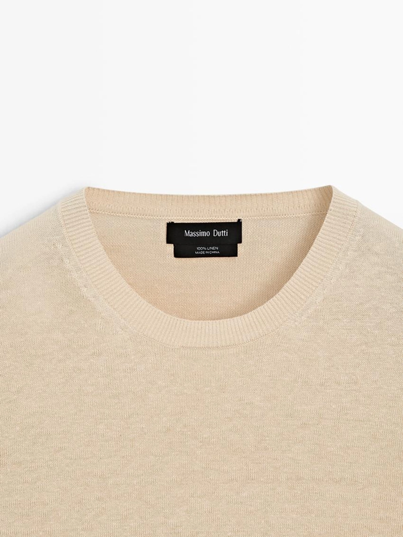 Свитер из льна с круглым вырезом