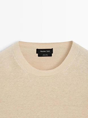 Свитер из льна с круглым вырезом- Заказать в России