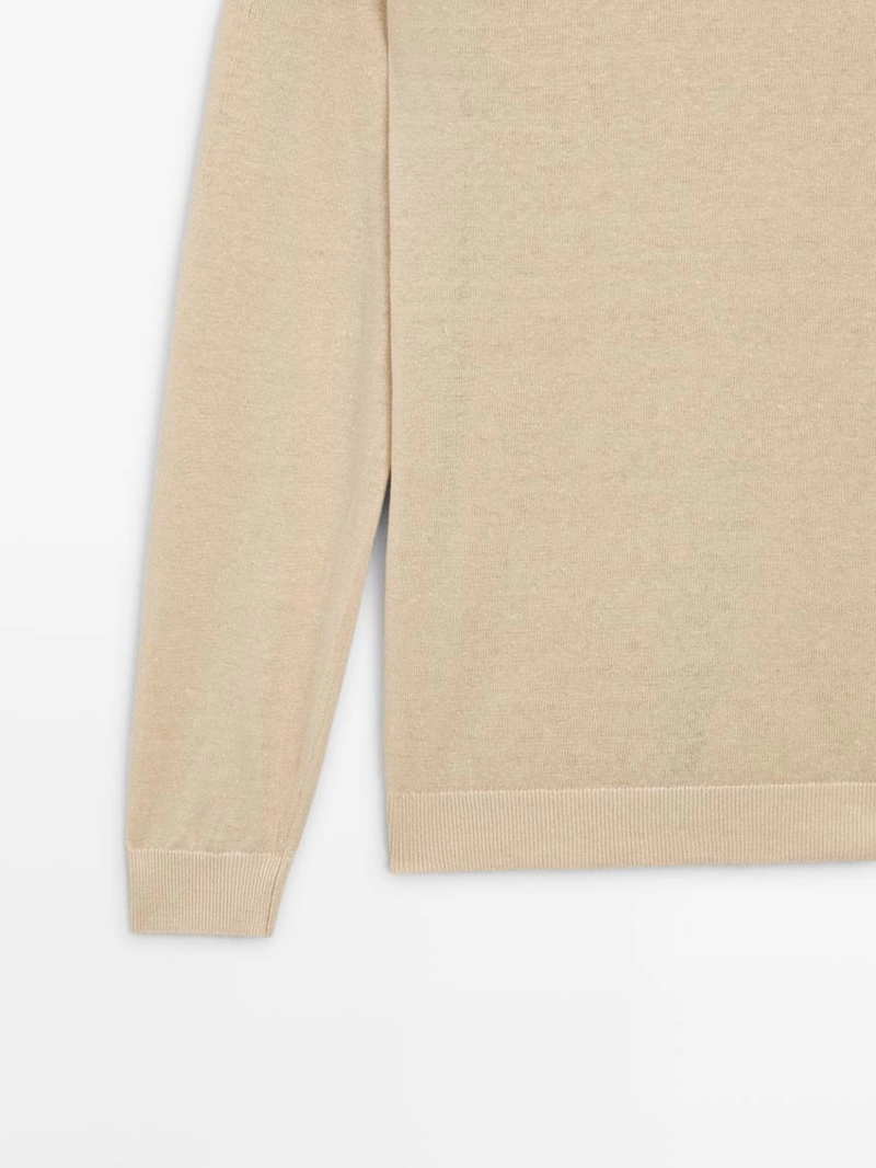 Свитер из льна с круглым вырезом