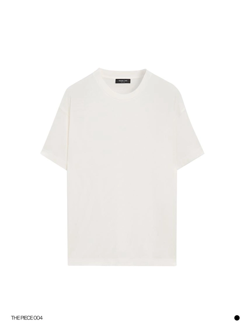 Широкая футболка из хлопкового смесового материала с короткими рукавами