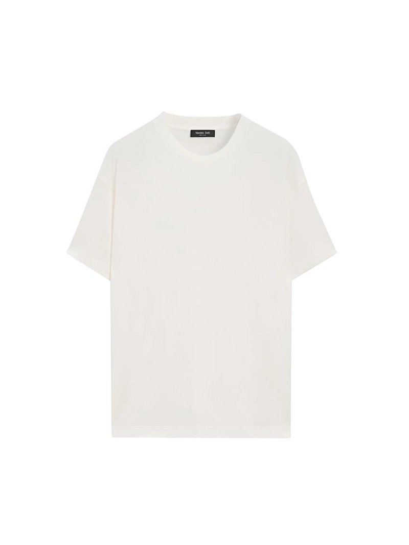 Широкая футболка из хлопкового смесового материала с короткими рукавами