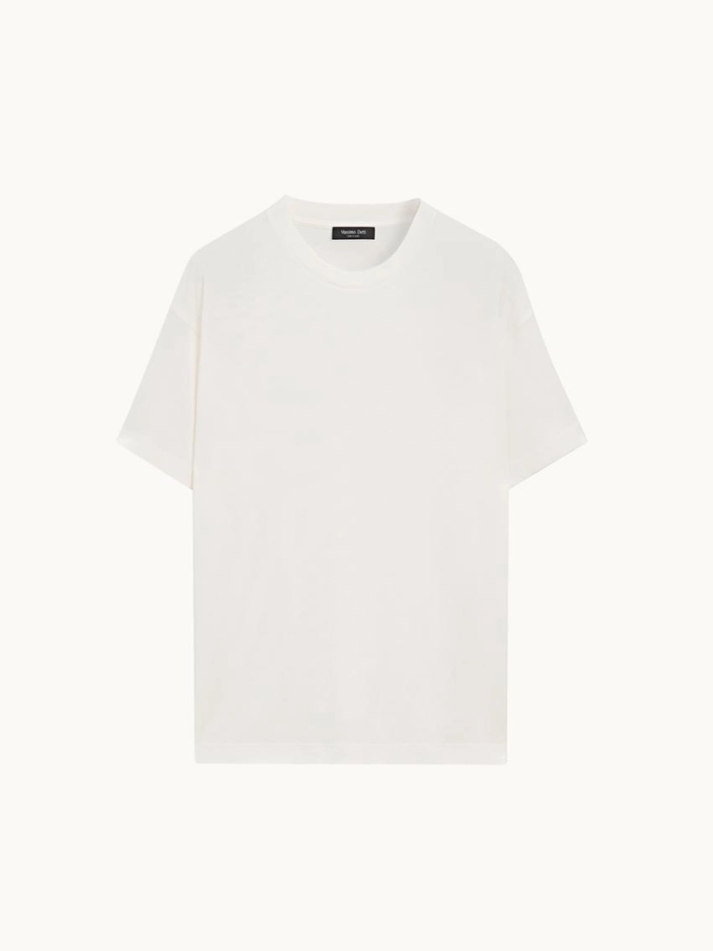 Широкая футболка из хлопкового смесового материала с короткими рукавами